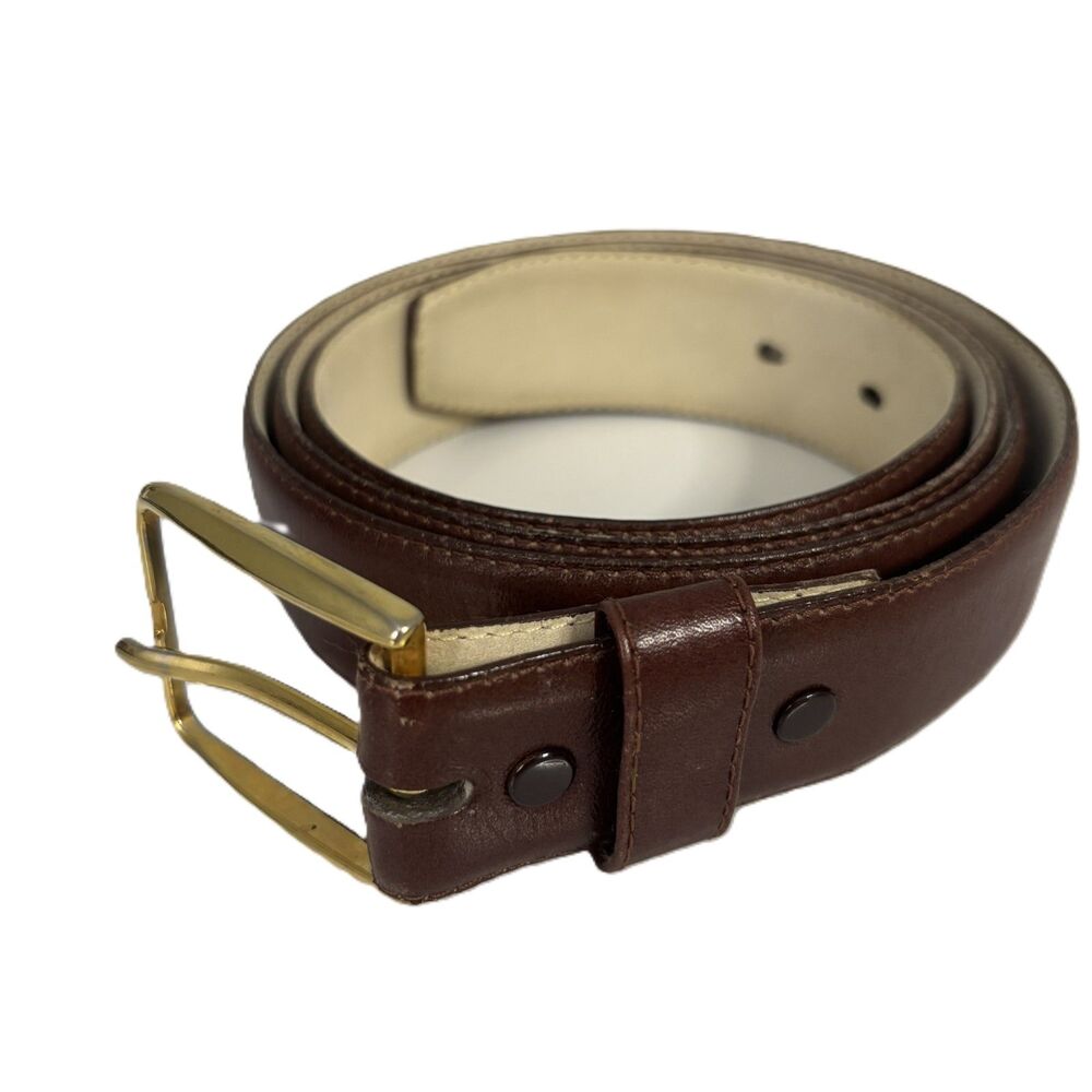 Unbranded Men Belt Saddle Cowhide Cashmere Cowhide Lined Dark Brown 46